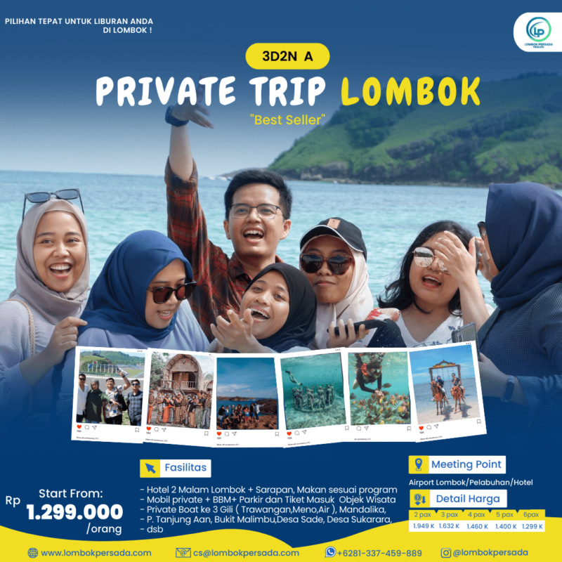 Paket Wisata Lombok 3 Hari 2 Malam Opsi A
