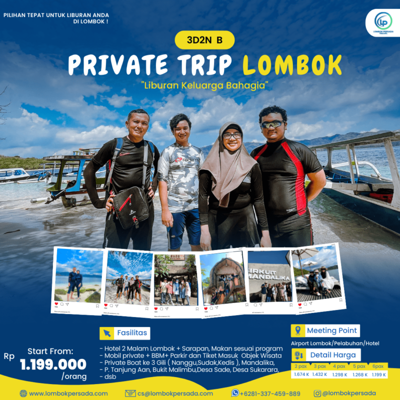 Paket Wisata Lombok 3 Hari 2 Malam Opsi B